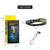 Linterna frontal con sensor de silicona para exteriores Batería de litio Recargable Lámpara minera Montada en la cabeza Duración de batería ultralarga Luz fuerte Linterna frontal con sensor recargable