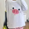 Pijama de primavera y otoño, conjunto de pantalones de manga larga de algodón puro tipo nube, diseño lindo de pollo con agujeros en la nariz estilo niña, delgado y holgado para el verano, para usar como prenda exterior
