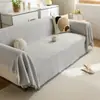 Funda de sofá de espiga color crema borla de hilo de algodón cojín de sofá funda de sofá universal para todas las estaciones toalla de sofá de cobertura total