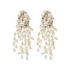 Z Pendientes Largos de Borla de Cristal Estrella Caliente Estilo Europeo y Americano Pendientes de Flor de Perla Fabricantes de Accesorios Transfronterizos