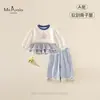 Novo Estilo de Outono Conjunto de Roupa Fofo para Bebês e Crianças Pequenas, Conjunto de Duas Peças com Blusa Estampada de Desenho Animado e Calça Longa Casual para Bebês Meninas