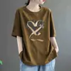 Ropa de maternidad comercio exterior retro americano rojo vino hombro normal cuello redondo manga corta camiseta mujer verano único exquisito holgado top