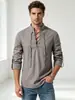 Nueva camisa casual de playa de algodón y lino para hombre de los años 70 de manga larga estilo hippie de Amazon, talla europea, bestseller transfronterizo