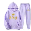Sudaderas con Capucha Estampadas de Marca de Tendencia Otoñal Europea y Americana para Hombres y Mujeres, Conjuntos Deportivos Casuales y Pantalones de Chándal de Dos Piezas para Parejas