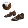 Zapatos Mary Jane Puntiagudos Acolchados de Piel de Oveja para Mujer, Nuevo Estilo Primavera 2026 Zapatos Bajos de Piel, Zapatos de Salón Estilo Británico, Zapatos Retro para Mujer