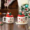 Taza de Cerámica Linda de Dibujos Animados de Papá Noel para el Hogar, Taza de Agua de Aspecto Elegante, Regalo Creativo Navideño, Taza Souvenir