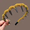 2025 Nueva Horquilla Celebridad de Internet Coreana Diadema de Encaje Crema para Mujer con Corona Alta y Diadema Ancha Antideslizante Accesorio para el Cabello
