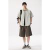 Camisa de Manga Corta Lyocell Estilo Americano para Hombre Verano 2025 Nueva Camiseta Retro Casual con Cuello de Contraste