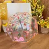 En stock Celebridades de Internet Niñas Jardín de Infancia Niños de Escuela Primaria Paraguas Infantil Lindo Engrosado Apertura Manual Mango Largo Paraguas Transparente para Bebé