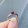 Anillo de rubí rojo paloma corte cuadrado natural plata S925 incrustación de precisión, proceso de galvanoplastia 18k, piedra principal 3*5