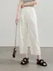 Verão 2025 Nova Calça Casual Cropped de Cintura Alta Solta Emagrecedora para Mulheres