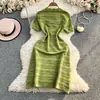 Vestido Verde Chique e Deslumbrante Feminino Verão 2025 Novo Estilo Francês de Alta Qualidade Elegante Socialite Estilo Chanel Vestido de Tricô