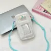 68102 Bolso acolchado de lunares estilo coreano para teléfono, linda bolsa cruzada transparente con bolsillo para tarjetas, monedero portátil para niña