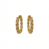 Aretes Geométricos Redondos de Oro Real de 14K Electrochapado Lujo Ligero Circonita Retro Simples de Moda para Viajero Pendientes de Gama Alta para Mujeres