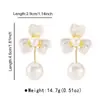 E13929 Pendientes Franceses Suaves de Verano Populares de Flor y Perla, Pendientes Versátiles de Moda Elegante Estilo Dama Elegante