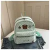 Mochila de Oso con Lunares Verdes Menta Fresca y Linda, Estilo Coreano, con Alto Valor Estético, Gran Capacidad, Adecuada para el Viaje Diario