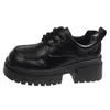 Zapatos de cuero gruesos para mujer que aumentan la altura, nuevo modelo otoño 2026, estilo británico, sensación de alta gama, adecuados para atuendos JK con faldas, cordones, punta redonda, zapatos de vestir de un solo color