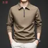 Nova Moda Outono/Inverno 2024 Moletom Masculino com Gola com Zíper, Cor Sólida, Versátil, Moderno, Casual, Manga Longa