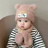 Gorro de bebé con diseño de nariz de oso, gorro tejido lindo de invierno para niños y niñas, gorro cálido para bebés y niños pequeños