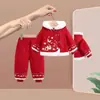 Conjunto de Roupa de Ano Novo para Meninas, Novo Estilo para Outono e Inverno, Vestido de Aniversário, Roupa de Inverno de Ano Novo, Conjunto de Roupa Tang Infantil