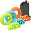 Juego de 5 piezas de Agarre Dispositivo de Fuerza para Cinco Dedos Entrenamiento de Rehabilitación de Fuerza Manual Profesional Anillo de Agarre de Silicona Bola de Agarre