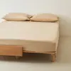 Sábana de Algodón Cepillado de Alto Hilo 100S para Cama Doble Sábana Ajustable Cubrecama de Color Sólido Simple Ropa de Cama Gruesa para Otoño e Invierno Pieza Única
