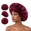 Gorro de Satén Transfronterizo para Dormir con Doble Capa de Protección Capilar, Gorro de Belleza de Borde Ancho, Simple Gorro Redondo para Mujer Postparto, Gorro de Tejido de Satén