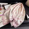 Lenço Feminino de Seda Estampado Floral Fresco, Imitação de Seda, Lenço Quadrado, Xale de Alta Qualidade, Lenço de Pescoço para Proteção Solar, Lenço de Cabeça, Lenço