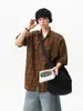 Camisa a cuadros de manga corta retro americana para hombre, camisa fina de verano casual estilo perezoso, cárdigan, prenda exterior para parejas