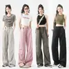 Pantalones de Trabajo con Velcro y Forro de Polar para Mujer, Novedad Primavera 2026, Cintura Alta, Holgados tipo Jogger, Pantalones Deportivos Casuales de Pierna Ancha