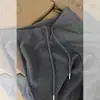 Calça moletom esportiva casual cinza texturizada com cordão para mulheres, novidade outono 2026 cintura alta modeladora solta perna larga