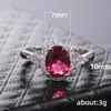 Anillo Huajie estilo europeo y americano con gema roja para mujer, anillo de circón microincrustado, joyería de moda clásica con temperamento