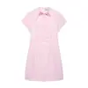 Al por mayor Primavera 2026 Nuevo Vestido de Manga Corta con Lunares y Lazo Estilo Europeo y Americano para Mujer 7223m Lunares Rosa