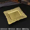 Bandeja Dorada en Relieve de Lujo Ligero para Fruta, Bocadillos, Pastel, Plato Decorativo, Plato Cuadrado de Flor de Pavo Real para Fruta al por Mayor
