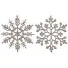 Decorações de Natal Floco de Neve 10cm Plástico com Pó Suprimentos para Decoração de Árvore de Natal Pingente Fabricante Atacado