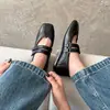 Zapatos Retro Cuadrados Bajos con Correas de Velcro Primavera 2026, Zapatos Planos Mary Jane Versátiles y Cómodos para Mujer