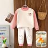 Conjunto de Ropa Cálida para el Hogar de Invierno y Otoño para Niños de Forro Polar de Doble Cara para Niños, Traje de Ropa para el Hogar Cálido, Ropa Gruesa para Niños con Forro Polar, Conjunto de Dos Piezas para Bebé