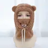 Gorro con máscara de oso gorro bufanda todo en uno invierno para mujer ciclismo de invierno protección contra el frío gorro cálido moda otoño e invierno para mujer