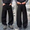 Nuevos jeans para hombre de otoño, estilo americano moderno, negros, corte holgado, versátiles, estilo japonés, plisados, diseño de nicho, pierna recta