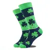 Amazon Festival Irlandés Comercio Exterior Verde Casual Trébol Carta Jacquard Calcetines de Algodón St. Calcetines del Día de San Patricio