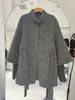 2025 Nueva Ropa Exterior de Cachemira de Doble Cara para Otoño e Invierno para Mujer, Cuello Alto Pequeño, Estilo Coreano Delgado, Ropa Exterior Holgada de Lana