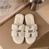 Moda Outono Inverno Chinelos de Pelo Femininos para Exterior Super Quentes Chinelos de Algodão Novo Estilo 2026 Estilo de Fundo Plano Versão Coreana Celebridade da Internet Fada Tira Única