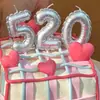 520 Globo Día de San Valentín Vela de Número Plateado Decoración de Pastel Confesión Pareja Aniversario Horneado Festivo Enchufe