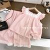 Hermoso traje de verano para niña Nuevo Estilo Súper Extranjero Ropa de Verano para Niña y Bebé Pantalones Delgados Conjunto de Dos Piezas para Comercio Exterior