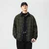 High-end Retro Xadrez Camisa de Manga Comprida Outono Masculino Solto plus size Casual Lã Misturada Camisa Jaqueta Masculina Atacado