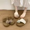 Chanclas de Verano con Tiras para Dedos, Estilo Slip-On, Chanclas Boken de Fuegos Artificiales con Suela Gruesa para Mujer, Pedrería 2026 al Aire Libre Más Vendidas Estilo Francés