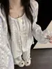 Pijama floral azul estilo retro para mujer, conjunto de primavera y otoño de manga larga y pantalón largo con cuello redondo, adecuado para que lo usen las chicas jóvenes como ropa de casa