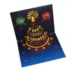 Cartão de Aniversário Estéreo 3D com Música, Luzes, Fogos de Artifício, Design de Bolo, Escultura Criativa de Papel Dobrado, Cartão de Presente para Professores