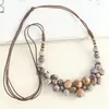 Collar de Cerámica Retro Europeo y Americano Joyería para Mujer Cadena Larga Trenzada de Perlas para Suéter Estilo Étnico Otoño e Invierno