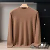 Suéter Masculino de Cashmere Puro com Gola Alta Meia-Calça Fina para Outono e Inverno Novo Pulôver Quente Solto e Versátil Suéter de Malha para Usar por Baixo